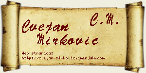 Cvejan Mirković vizit kartica